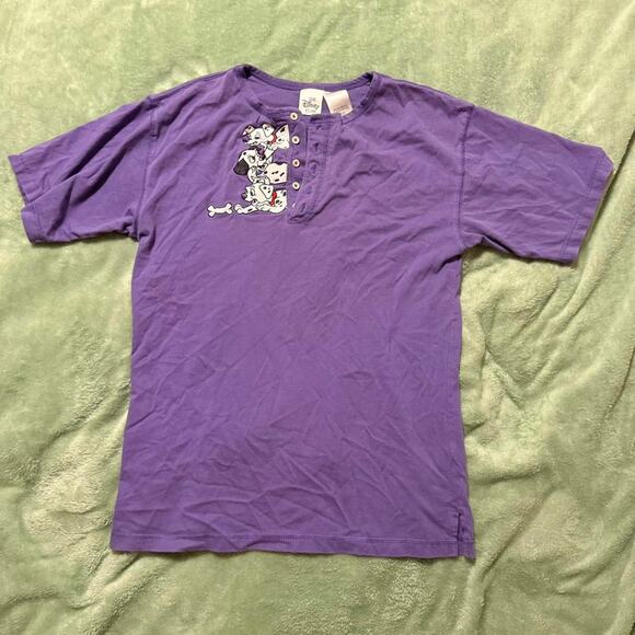 Disney 101 Dalmatians Purple Henley Tee Medium - Picture 1 of 8